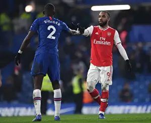 Arsenal's Alexandre Lacazette Shakes Hands with Chelsea's Alexandre Lacazette after Intense Rivalry Match, Premier League 2019-20