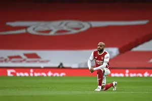 Arsenal's Alexandre Lacazette Takes a Knee During Arsenal v Tottenham Premier League Match