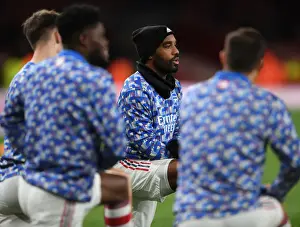 Arsenal's Alexandre Lacazette Warming Up Ahead of Arsenal vs. Wolverhampton Wanderers (2021-22)