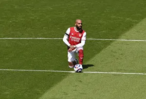 Arsenal's Alexis Lacazette Takes a Knee at Empty Emirates Stadium: Arsenal v Fulham, Premier League 2020-21