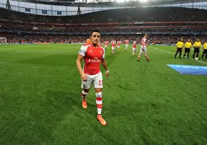 Arsenal's Alexis Sanchez Before Arsenal FC vs Besiktas JK UEFA Champions League Qualifier, Emirates Stadium, 2014