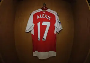 Arsenal V Everton 2015/16 Prints: Arsenal's Alexis Sanchez in the Changing Room Before Arsenal vs Everton