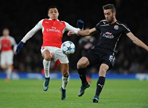 Arsenal V Dinamo Zagreb 2015-16 Prints: Arsenal's Alexis Sanchez Closes In Against Dinamo Zagreb