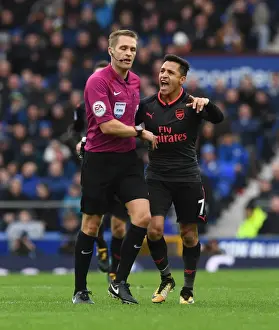 Everton V Arsenal 2017-18 Prints: Arsenal's Alexis Sanchez Contests Referee Decision During Everton Clash (2017-18)