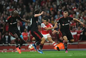 Arsenal V Besiktas 2014/15 Prints: Arsenal's Alexis Sanchez Faces Off Against Besiktas Trio in 2014 Champions League Qualifier