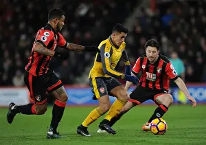 AFC Bournemouth V Arsenal 2016-17 Prints: Arsenal's Alexis Sanchez Faces Off Against Bournemouth's Harry Arter and Joshua King in Premier League Clash
