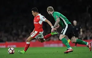 Arsenal V Lincoln City 2016-17 Prints: Arsenal's Alexis Sanchez Faces Off Against Lincoln City's Bradley Wood in FA Cup Quarter-Final Showdown