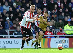 Sunderland V Arsenal 2015-16 Prints: Arsenal's Alexis Sanchez Faces Off Against Sunderland's Jan Kirchhoff in Premier League Clash
