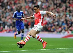 Arsenal V Chelsea 2014/15 Prints: Arsenal's Alexis Sanchez Goes Head-to-Head Against Chelsea in Premier League Clash