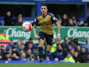 Everton V Arsenal 2015-16 Prints: Arsenal's Alexis Sanchez Goes Head-to-Head with Everton in Intense Premier League Showdown (2015-16)