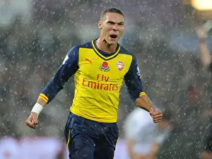 Arsenal's Alexis Sanchez Scores Past Swansea: Kieran Gibbs Celebrates