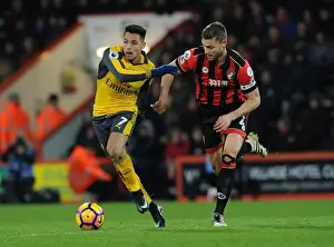 AFC Bournemouth V Arsenal 2016-17 Prints: Arsenal's Alexis Sanchez vs. Bournemouth's Simon Francis: A Premier League Battle