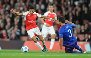 Arsenal V Olympiacos 2015/16 Prints: Arsenal's Alexis Sanchez vs