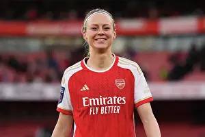 Arsenal's Amanda Ilestedt Smiles Amidst the Intense Arsenal Women vs. Chelsea Women's Super League Showdown (December 2023)