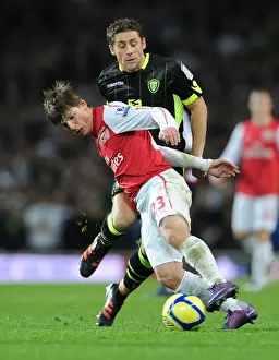 Arsenal's Andrey Arshavin Scores Past Leeds Michael Brown in FA Cup Clash