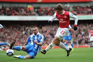 Arsenal V Huddersfield Town - FA Cup Prints: Arsenal's Andrey Arshavin Scores the Winner Against Huddersfield's Jack Hunt in FA Cup Fourth Round