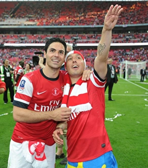 Arsenal V Hull City - FA Cup Final 2014 Prints: Arsenal's Arteta and Cazorla Celebrate FA Cup Victory
