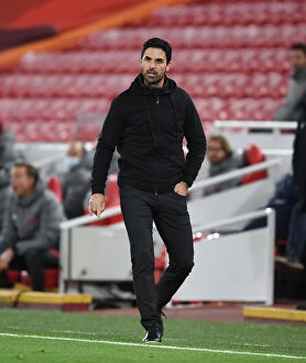 Images Dated 2nd October 2020: Arsenal's Arteta Faces Empty Anfield in Carabao Cup Showdown Against Liverpool, 2020
