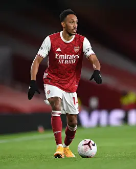 Arsenal's Aubameyang in Action: 2020-21 Premier League Match vs. Leicester City at Emirates Stadium (Behind Closed Doors)