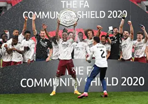 Arsenal's Aubameyang Celebrates FA Community Shield Victory with Champagne Spray