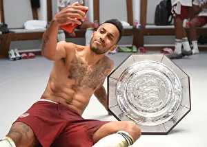 Arsenal's Aubameyang Celebrates FA Community Shield Victory over Liverpool