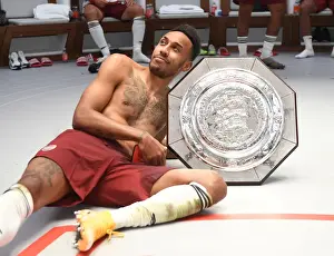 Arsenal's Aubameyang Celebrates FA Community Shield Victory over Liverpool