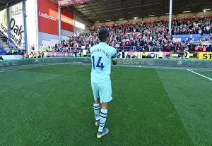 Arsenal's Aubameyang Celebrates with Fans after Burnley Victory (2018-19)
