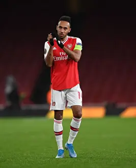 Arsenal V Eintracht Frankfurt 2019-20 Prints: Arsenal's Aubameyang Celebrates with Fans after Europa League Victory over Eintracht Frankfurt