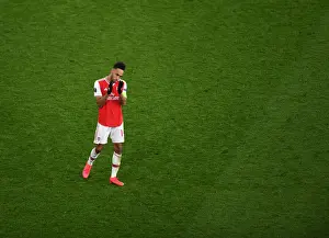 Arsenal V Olympiacos 2019-20 Prints: Arsenal's Aubameyang Celebrates with Fans after Europa League Victory over Olympiacos