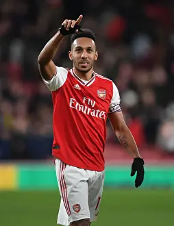 Arsenal V Everton 2019-20 Prints: Arsenal's Aubameyang Celebrates Goal Against Everton in Premier League Showdown