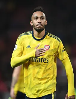 Manchester United V Arsenal 2019-20 Prints: Arsenal's Aubameyang Celebrates Victory over Manchester United with Fans