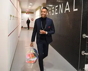 Arsenal V Valencia 2018-19 Prints: Arsenal's Aubameyang in the Changing Room Before UEFA Europa League Semi-Final vs Valencia (2018-19)