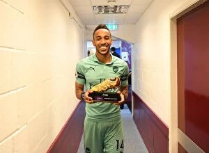 Images Dated 12th May 2019: Arsenal's Aubameyang Claims Golden Boot after Securing Victory over Burnley