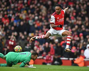 Arsenal V Newcastle United 2021-22 Prints: Arsenal's Aubameyang Clashes with Newcastle's Dubravka in Premier League Showdown