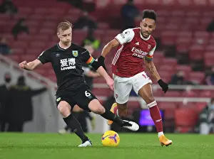 Arsenal V Burnley 2020-21 Prints: Arsenal's Aubameyang Closes In on Burnley's Mee in Premier League Showdown