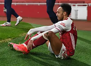 Arsenal V Manchester City 2020-21 Prints: Arsenal's Aubameyang Faces Manchester City in Empty Emirates Stadium - Premier League 2021
