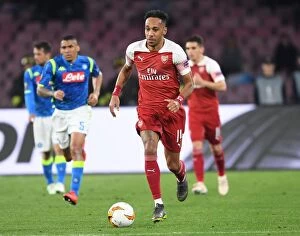 Napoli v Arsenal 2018-19 Collection: Arsenal's Aubameyang Faces Napoli in Europa League Quarterfinals