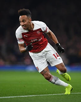 Images Dated 19th January 2019: Arsenal's Aubameyang Faces Off Against Chelsea in Premier League Showdown