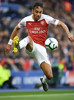 Leicester City V Arsenal 2018-19 Prints: Arsenal's Aubameyang Faces Off Against Leicester City in Premier League Showdown
