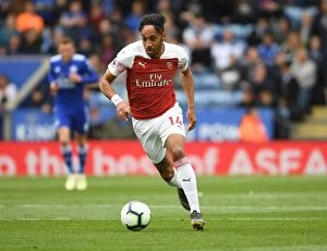 Leicester City v Arsenal 2018-19 Collection: Arsenal's Aubameyang Faces Off Against Leicester in Premier League Clash