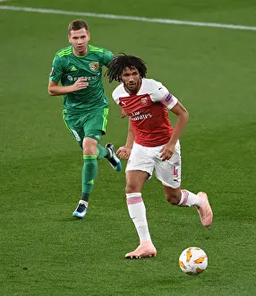Arsenal V FC Vorskla Poltava 2018_19 Prints: Arsenal's Aubameyang Fends Off Vorskla's Kravchenko in Europa League Clash