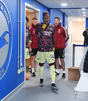 Brighton And Hove Albion V Arsenal 2021-22 Prints: Arsenal's Aubameyang Gears Up for Premier League Battle against Brighton & Hove Albion