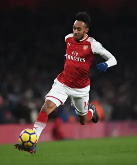 Arsenal V Manchester City 2017-18 Prints: Arsenal's Aubameyang Gears Up for Premier League Showdown Against Manchester City
