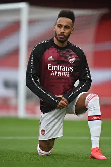 Arsenal V Leicester City 2019-20 Prints: Arsenal's Aubameyang Gears Up: Arsenal vs Leicester City, Premier League 2019-20