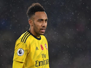 Images Dated 10th November 2019: Arsenal's Aubameyang Goes Head-to-Head with Leicester City in Premier League Showdown