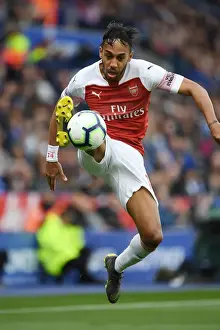 Leicester City V Arsenal 2018-19 Prints: Arsenal's Aubameyang Goes Head-to-Head with Leicester City in Premier League Battle