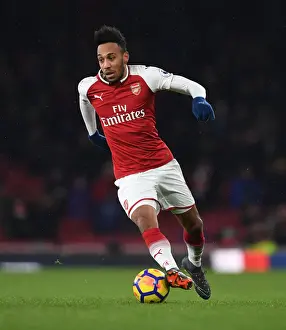 Arsenal V Manchester City 2017-18 Prints: Arsenal's Aubameyang Goes Head-to-Head with Manchester City: Premier League Clash