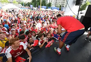 Arsenal V Fiorentina 2019-20 Prints: Arsenal's Aubameyang Greets Fans Before Arsenal v Fiorentina in 2019 International Champions Cup