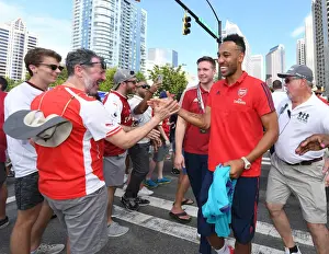 Arsenal V Fiorentina 2019-20 Prints: Arsenal's Aubameyang Greets Fans Before Arsenal vs Fiorentina in 2019 International Champions Cup