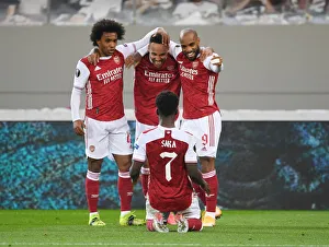 Arsenal V SL Benfica 2020-21 Prints: Arsenal's Aubameyang, Lacazette